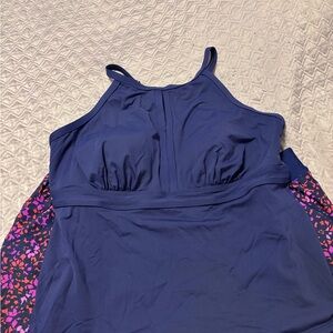 Lands' End Navy Blue Swim Tankini Top